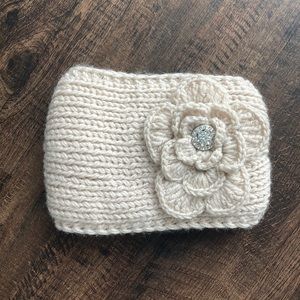 White Crochet ear warmer headband